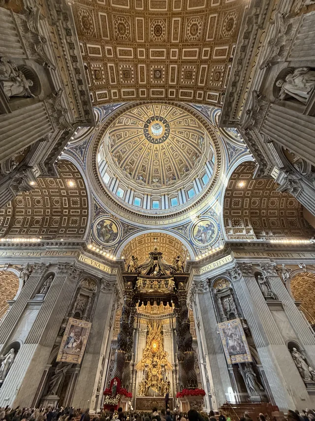 Looking up into the dome of St Peter’s Basilica