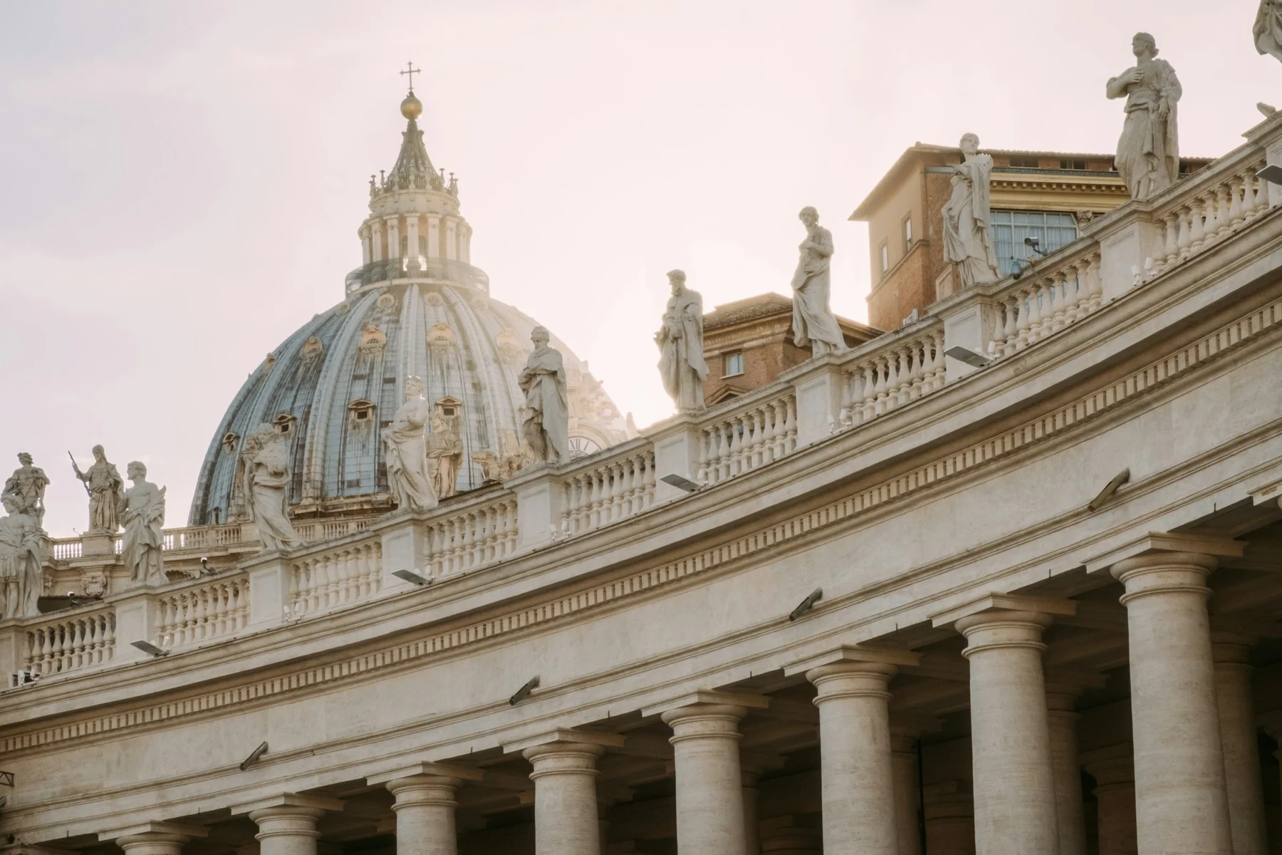 St Peter’s Basilica dome and the statues above the colonnade